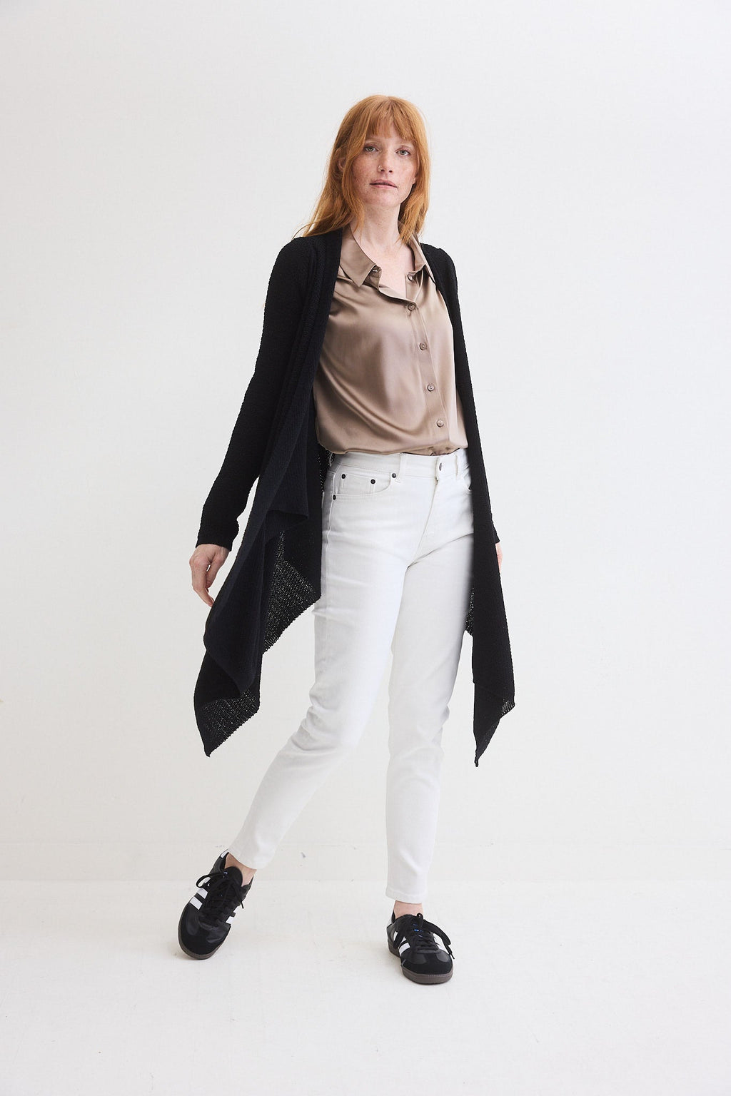 Drapey Wrap Knit Cardigan in Black