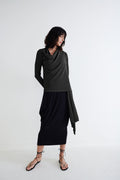 Drapey Wrap Knit Cardigan in Black