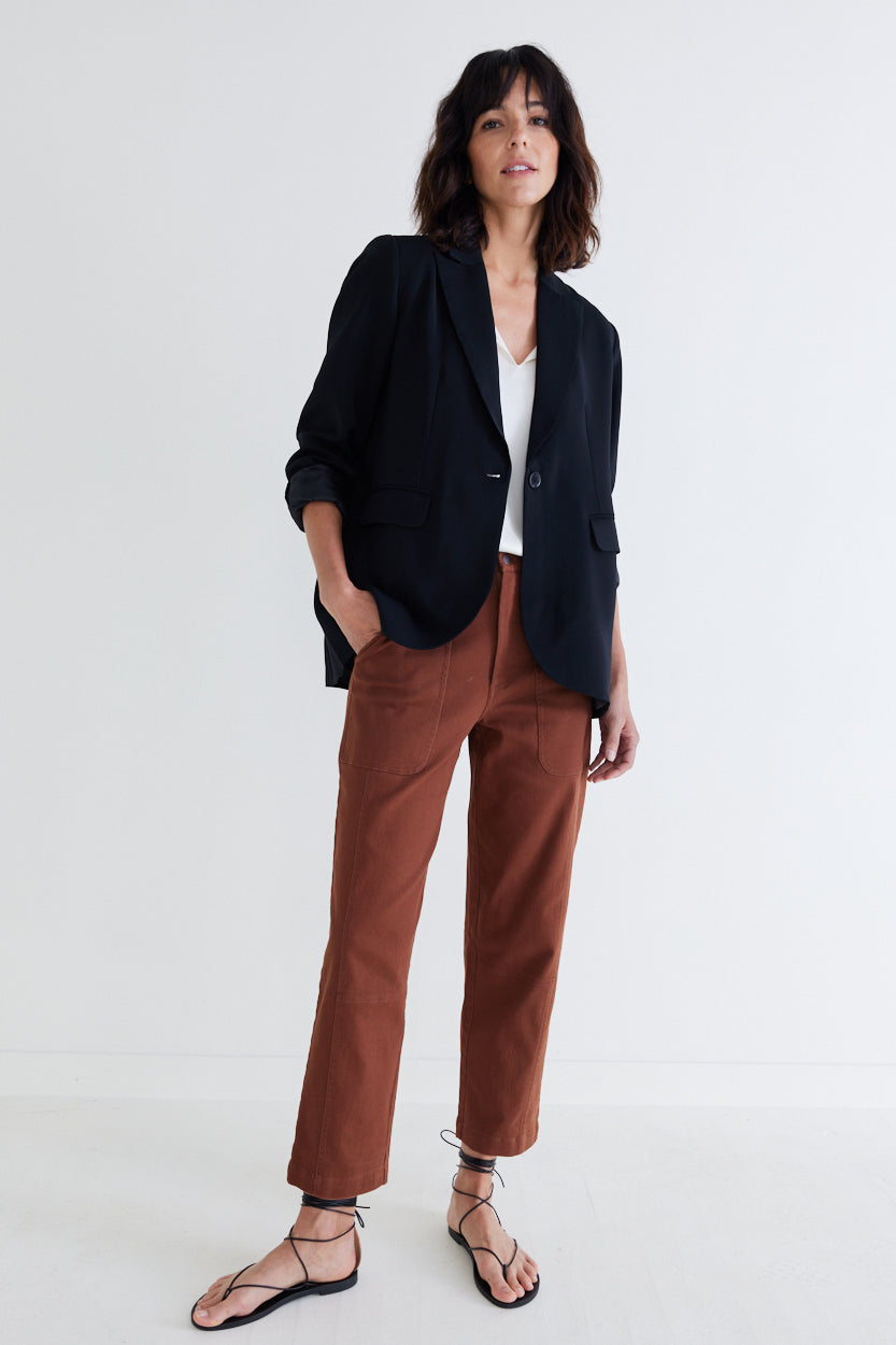 Single-Button Classic Blazer in Ivory