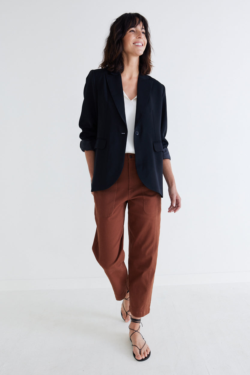 Single-Button Classic Blazer in Ivory
