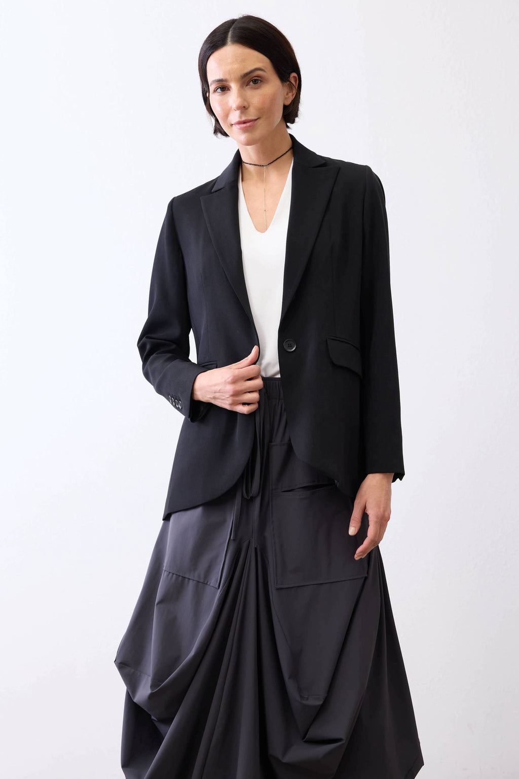 Single-Button Classic Blazer in Ivory