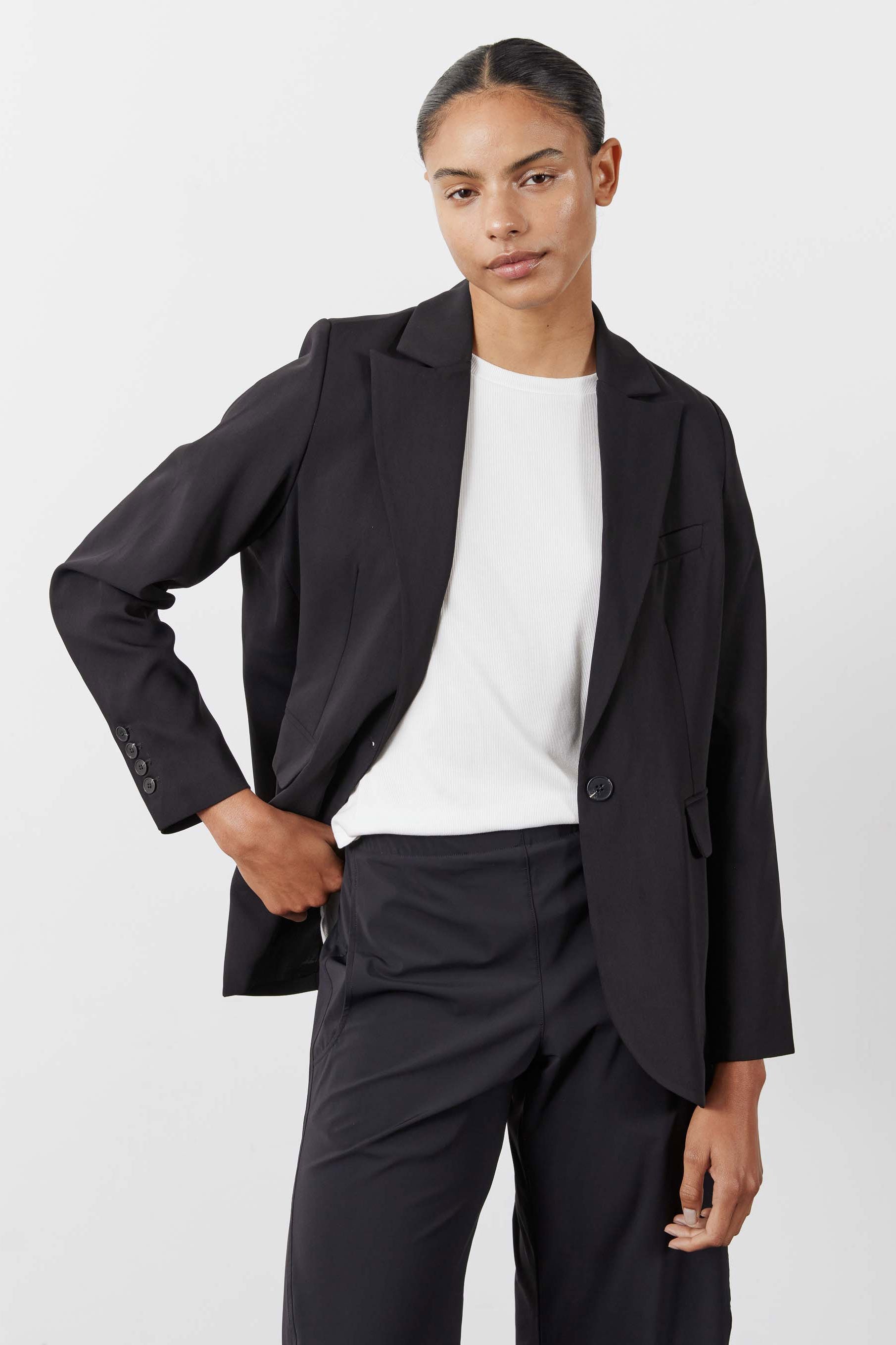 Single-Button Classic Blazer in Black