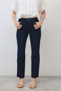 Petite Cropped Mid-Rise Straight Denim Jeans in Ebb Dark Wash