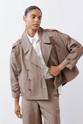 Oversized Nylon Trench Coat in Walnut