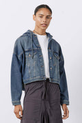 Cropped Oversized Denim Jacket in Night Blue