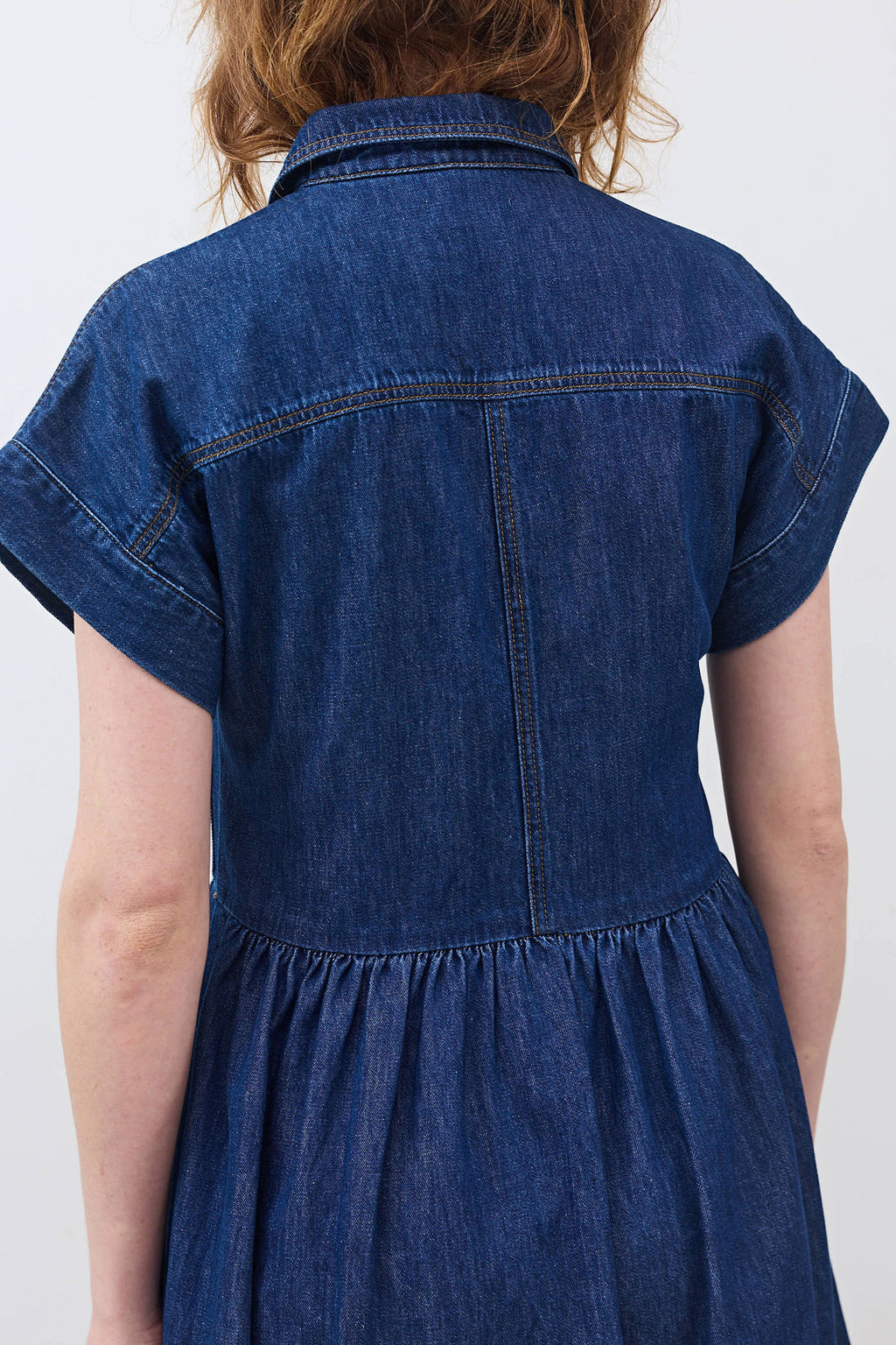 Button-Front Midi Denim Shirt Dress