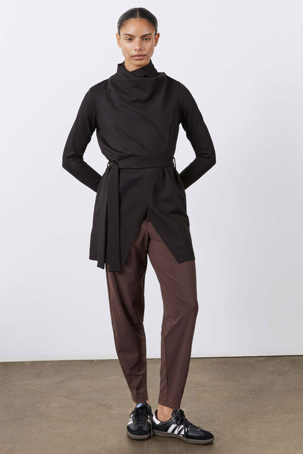 Drapey Tie-Waist Jacket in Black