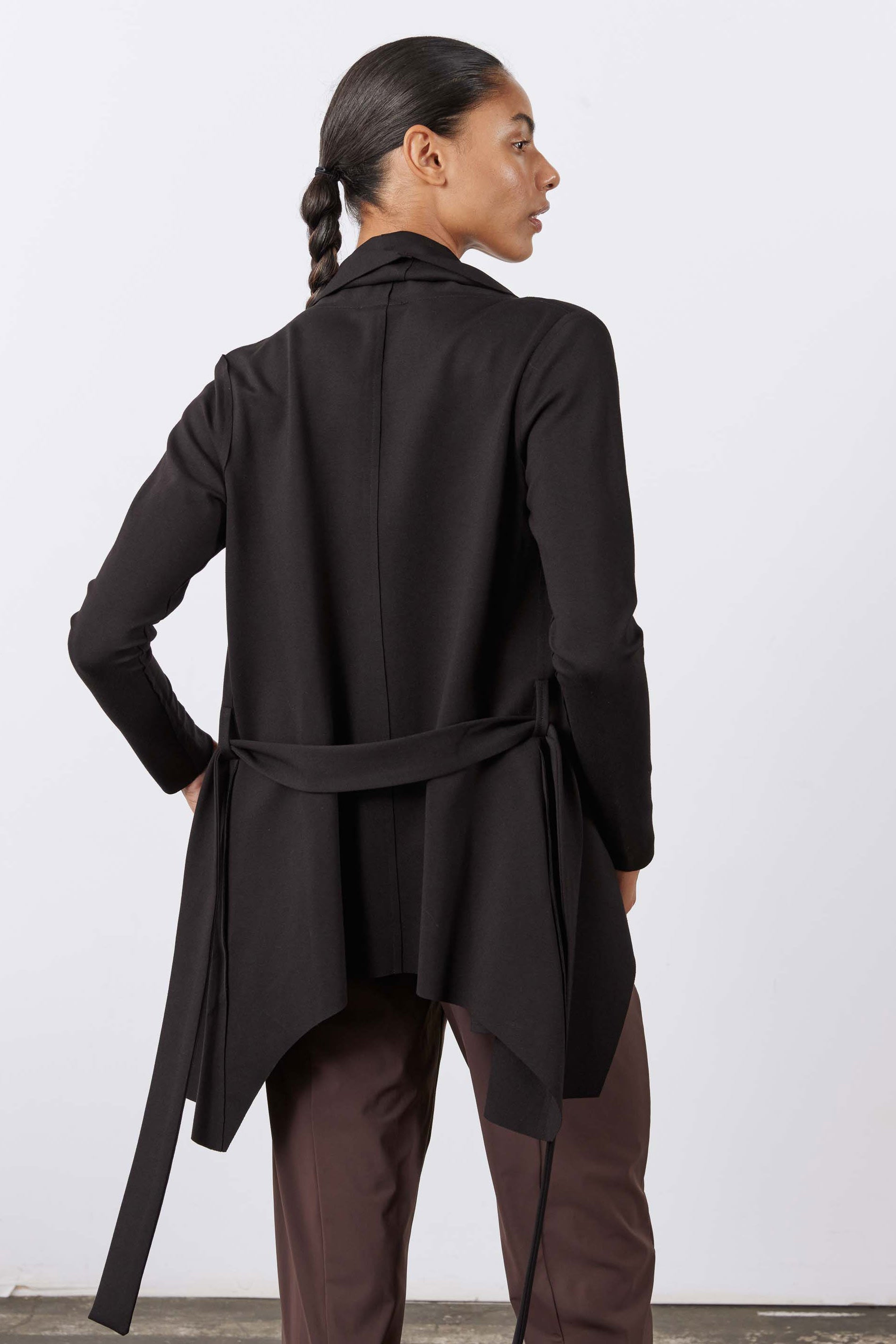 Drapey Tie-Waist Jacket in Black