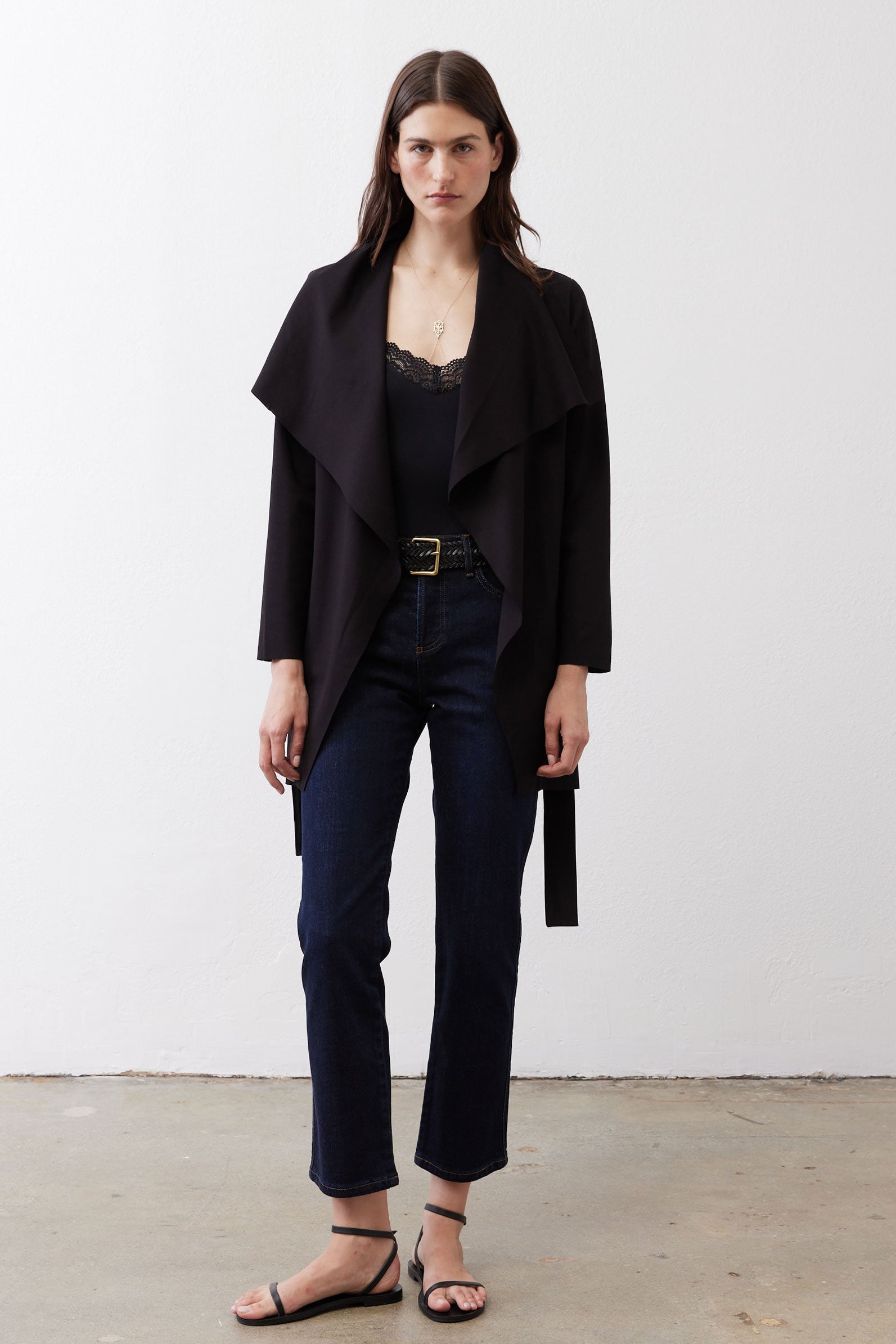Drapey Tie-Waist Jacket in Black