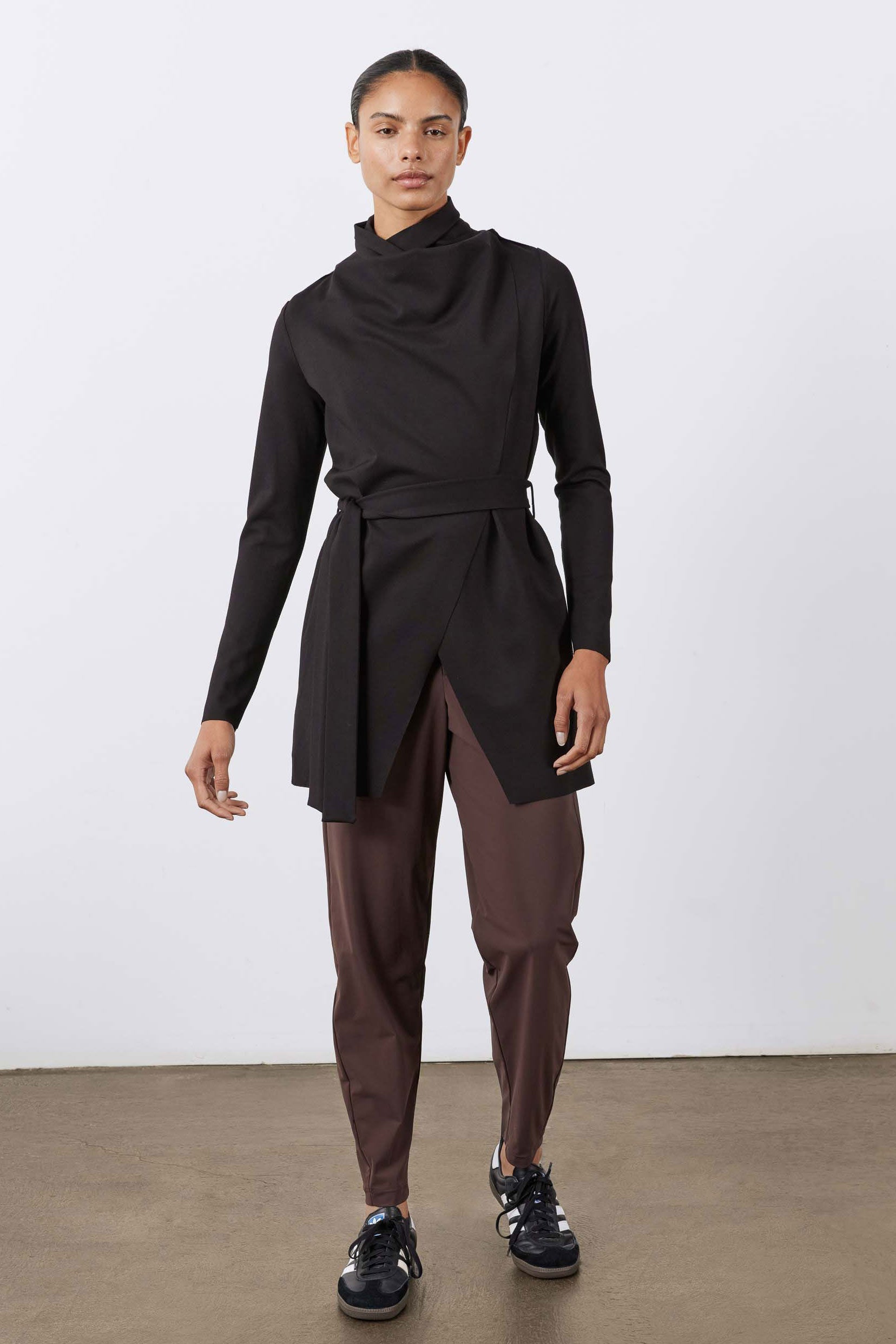 Drapey Tie-Waist Jacket in Black