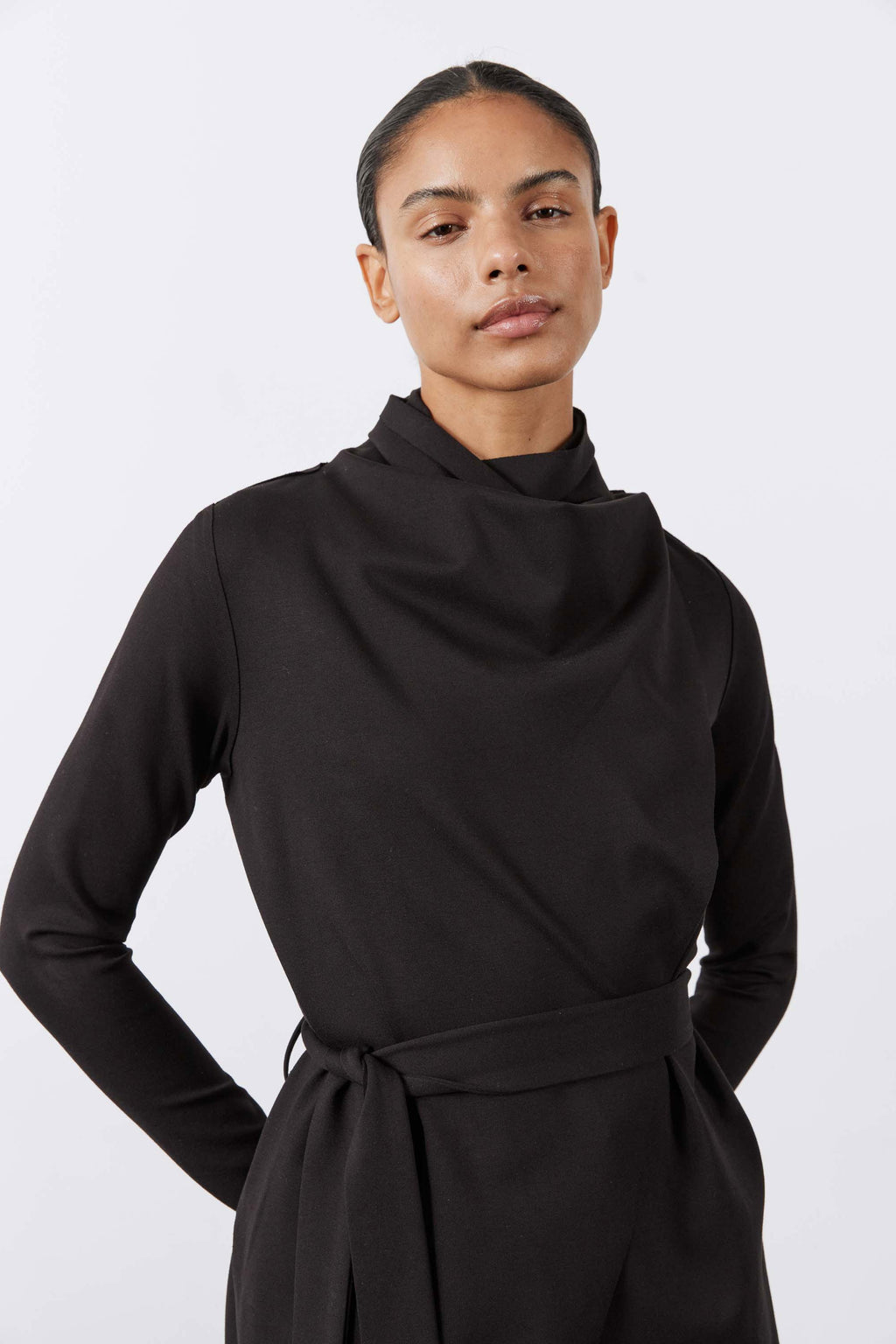 Drapey Tie-Waist Jacket in Black