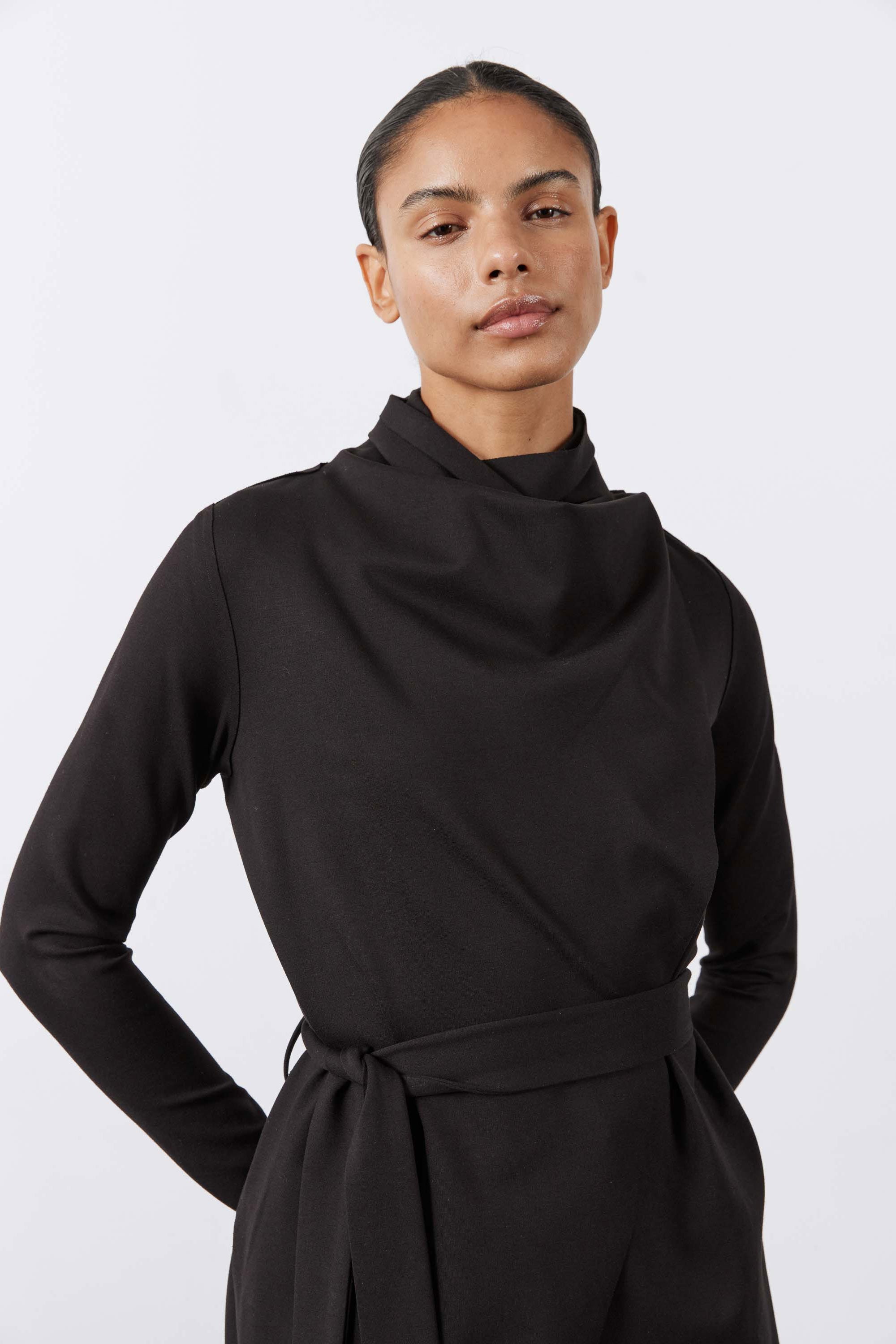 Drapey Tie-Waist Jacket in Black