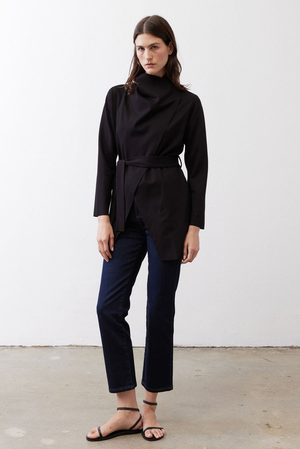 Drapey Tie-Waist Jacket in Black