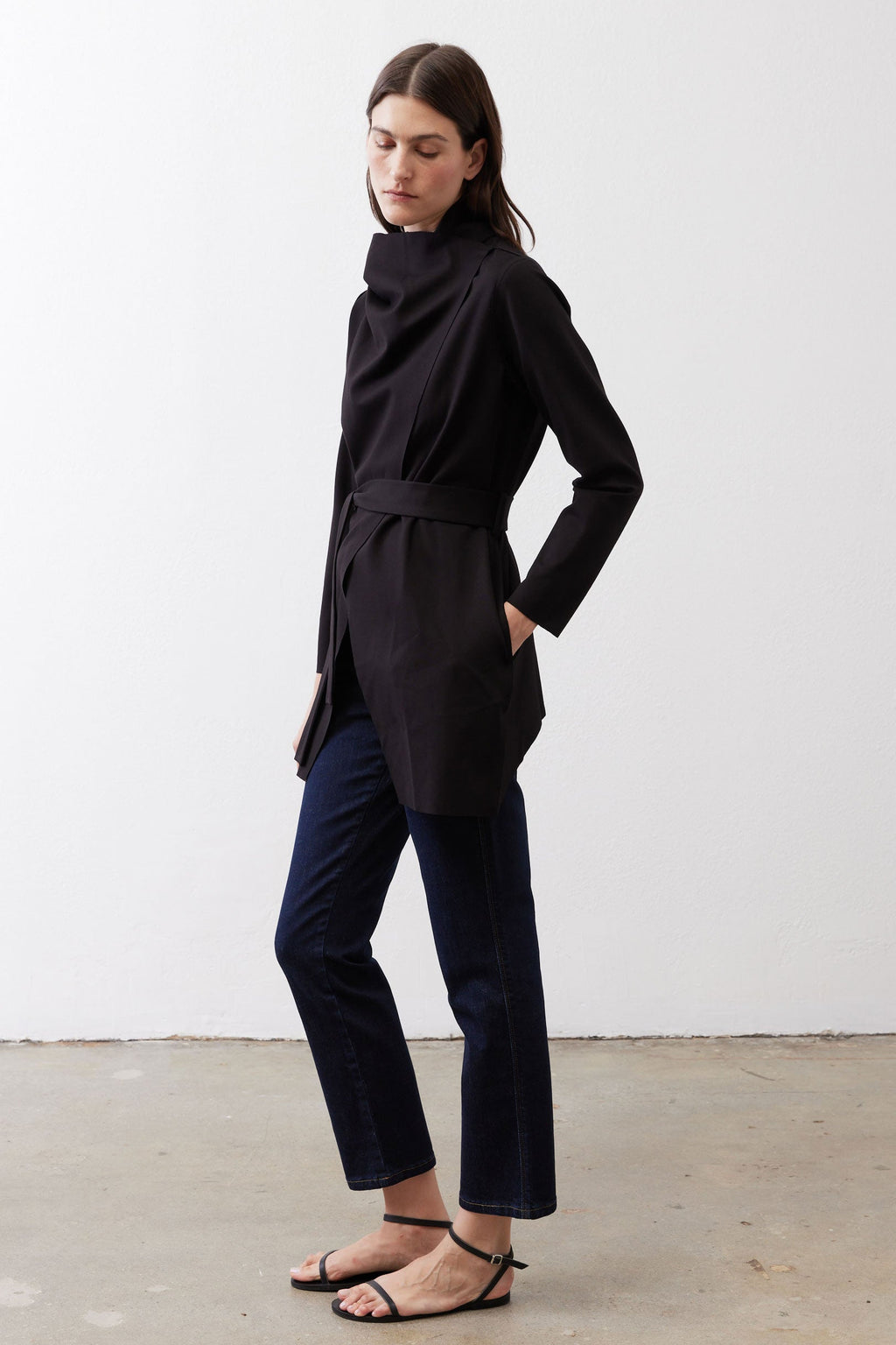 Drapey Tie-Waist Jacket in Black