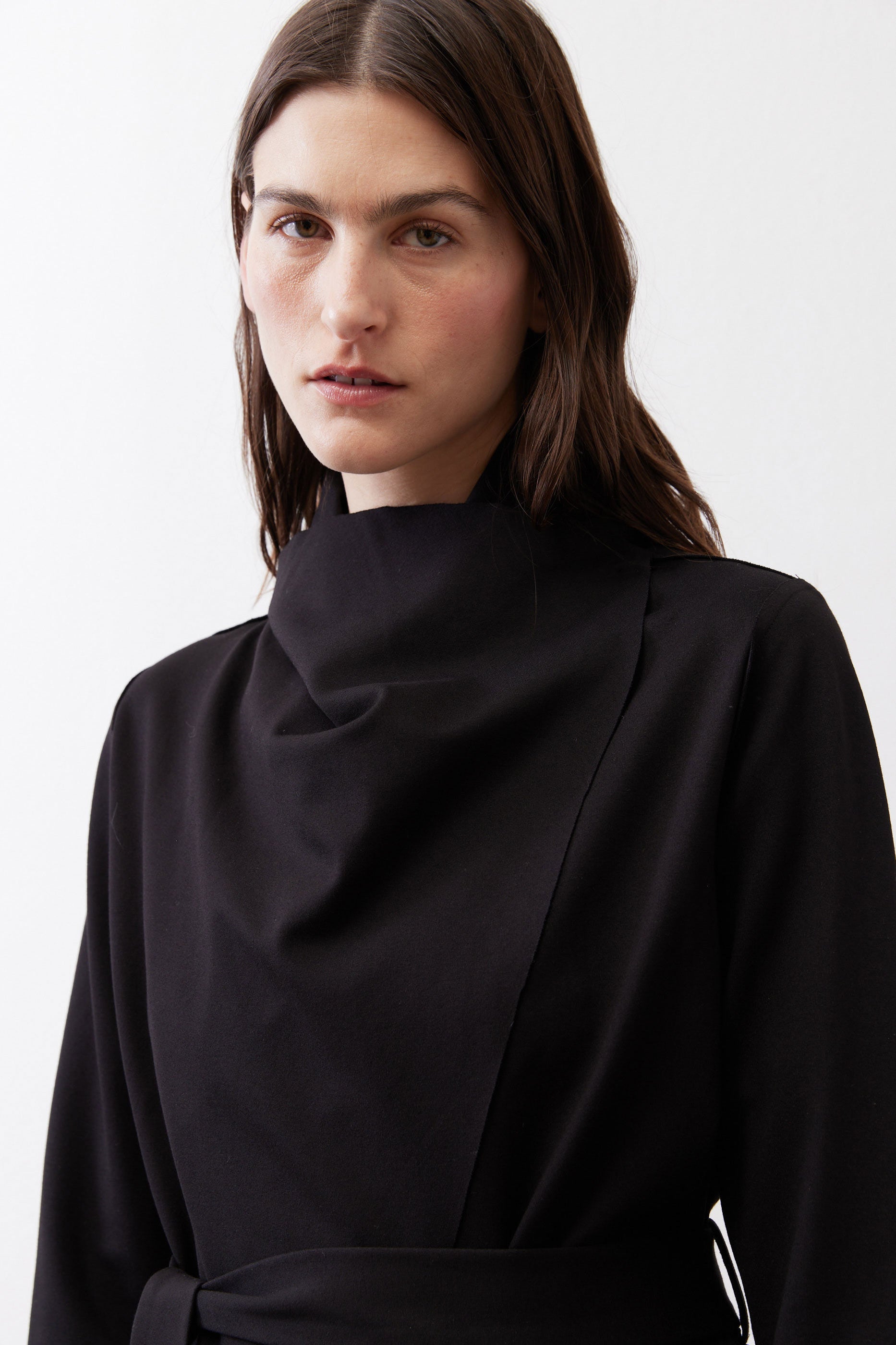 Drapey Tie-Waist Jacket in Black