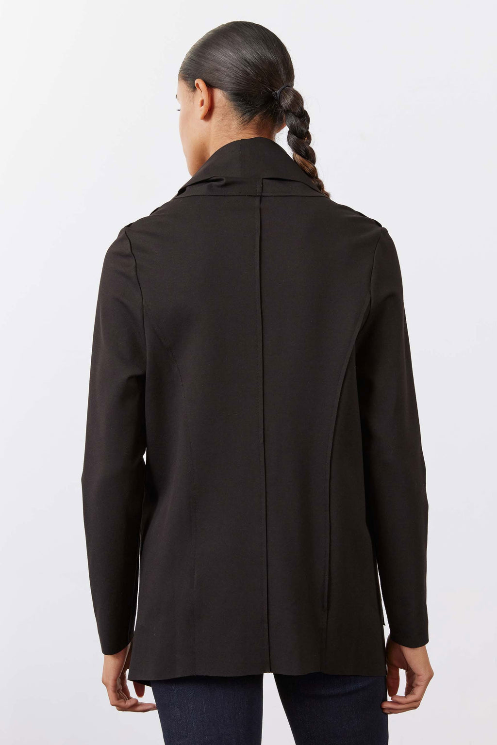 Double-Zip Drapey Jacket with Raw Hem