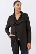 Double-Zip Drapey Jacket with Raw Hem