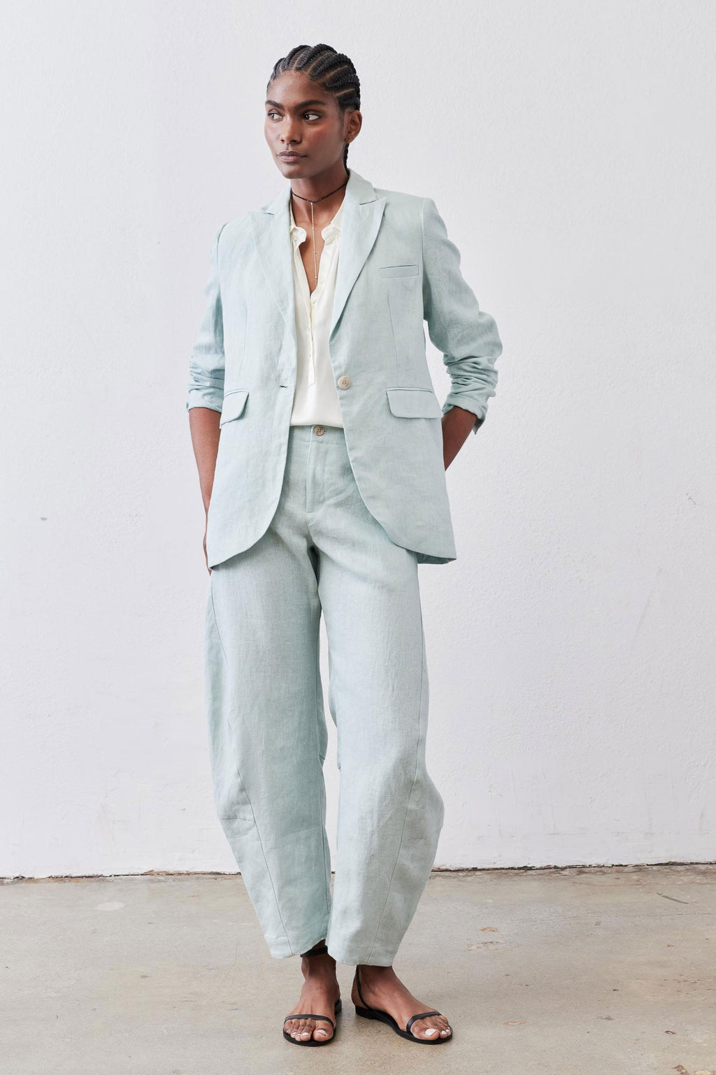 Classic Linen Blazer in Mint