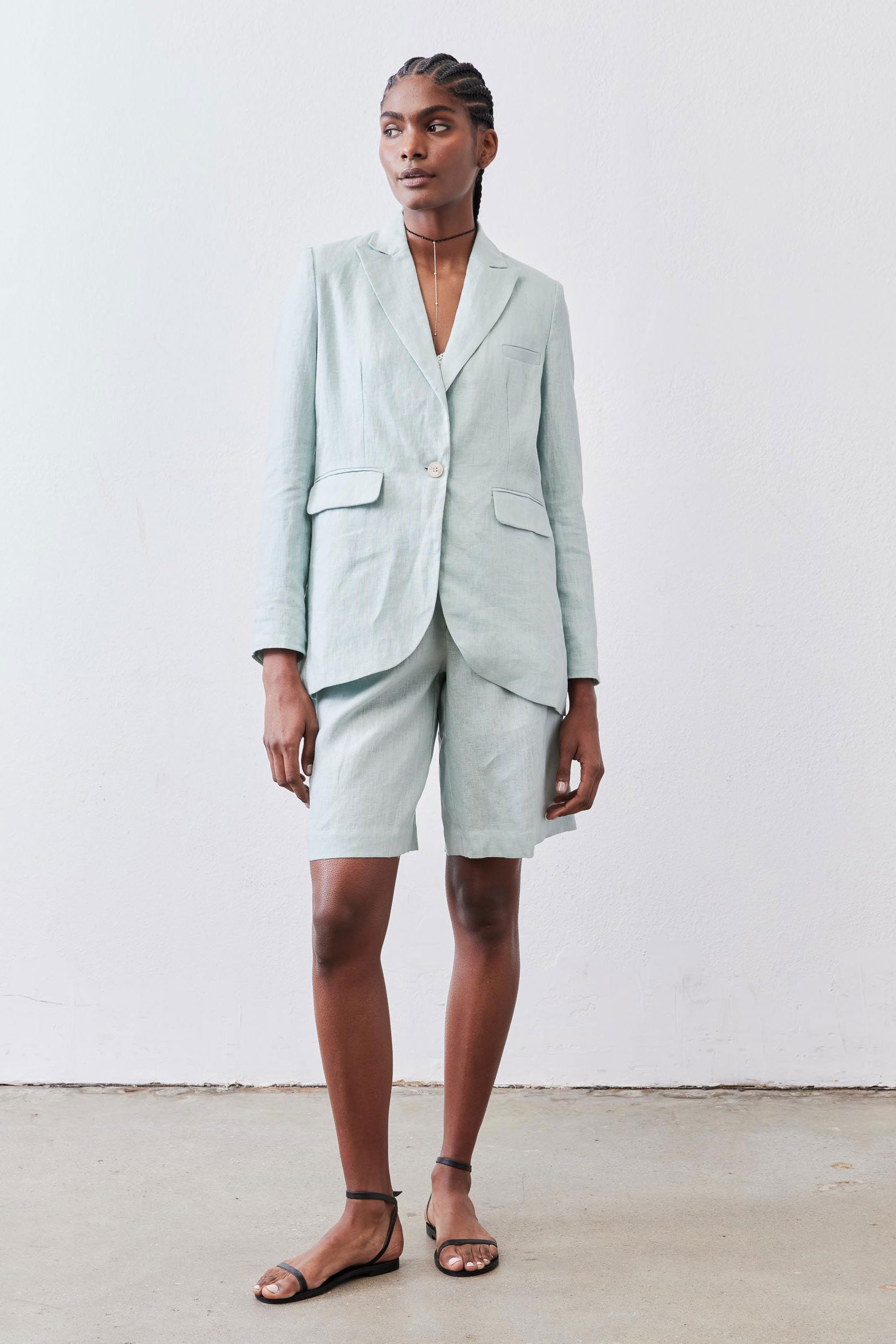Classic Linen Blazer in Mint
