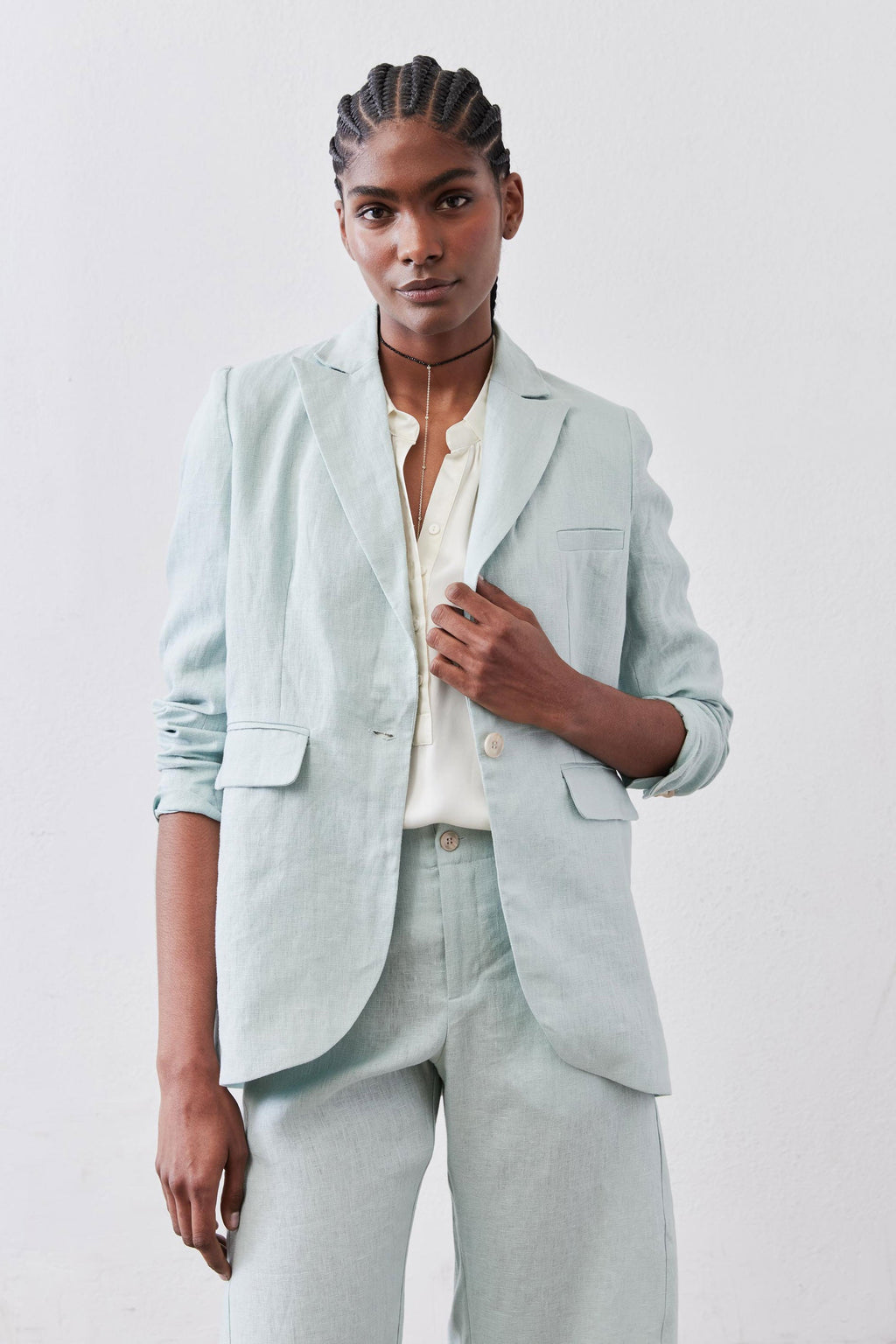 Classic Linen Blazer in Mint