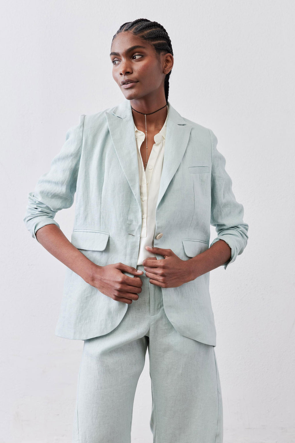 Classic Linen Blazer in Mint