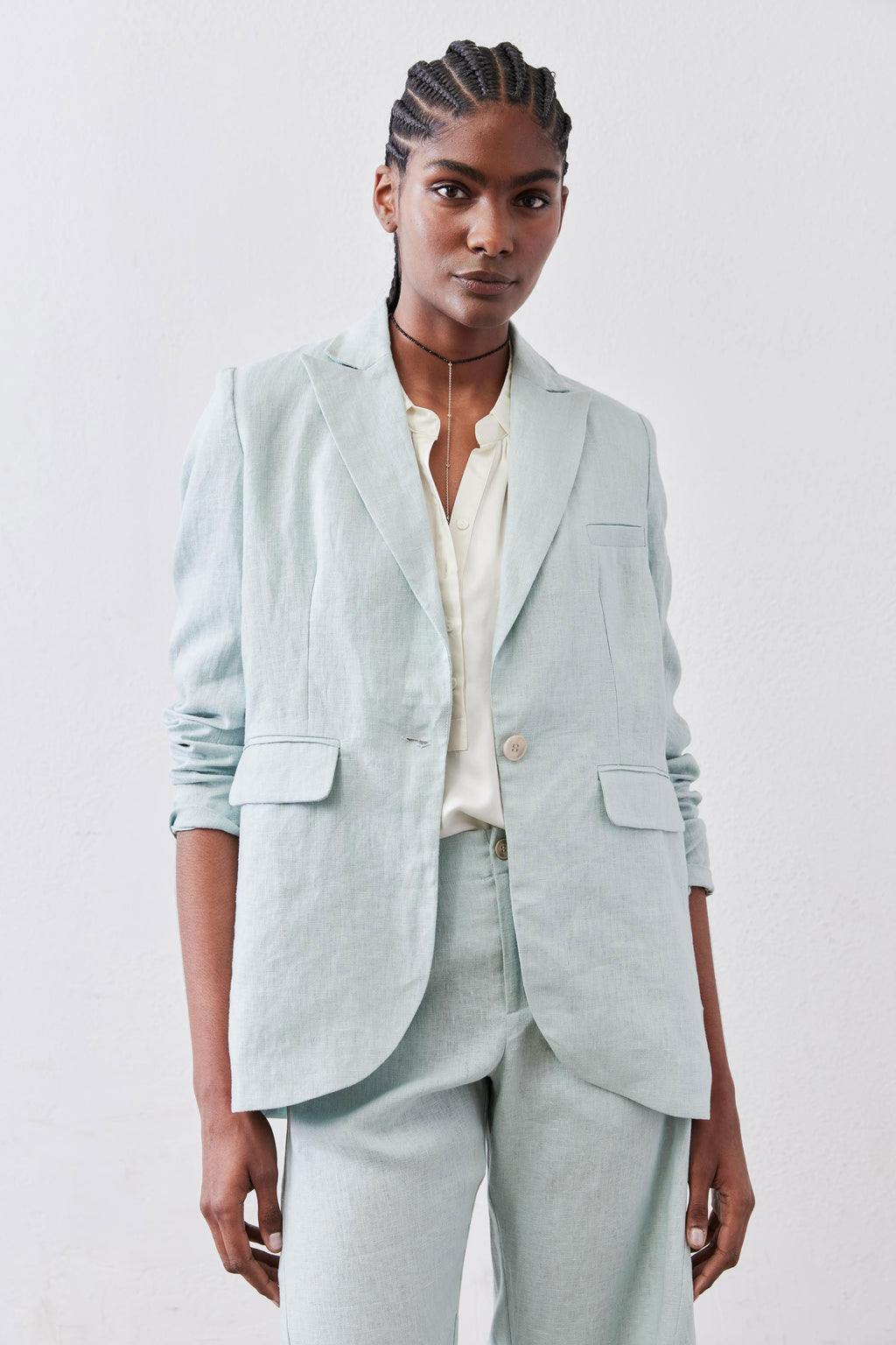 Classic Linen Blazer in Mint