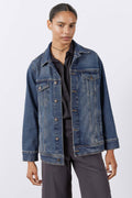 Longline Medium-Wash Denim Jacket
