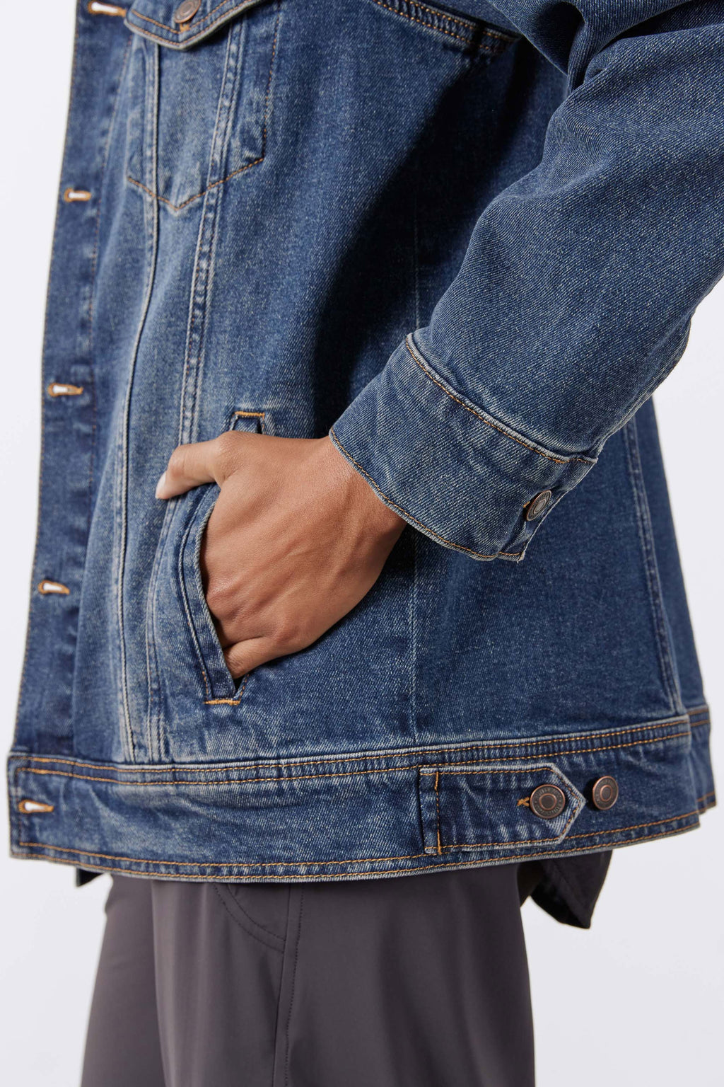 Longline Medium-Wash Denim Jacket