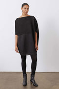 Oversized Pleated Stretch Tunic in Black