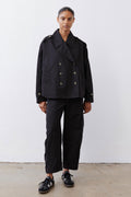 Oversized Nylon Trench Coat in Black
