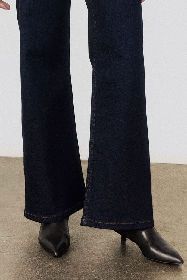 Wide-Leg Palazzo Denim Jeans in Dark Wash