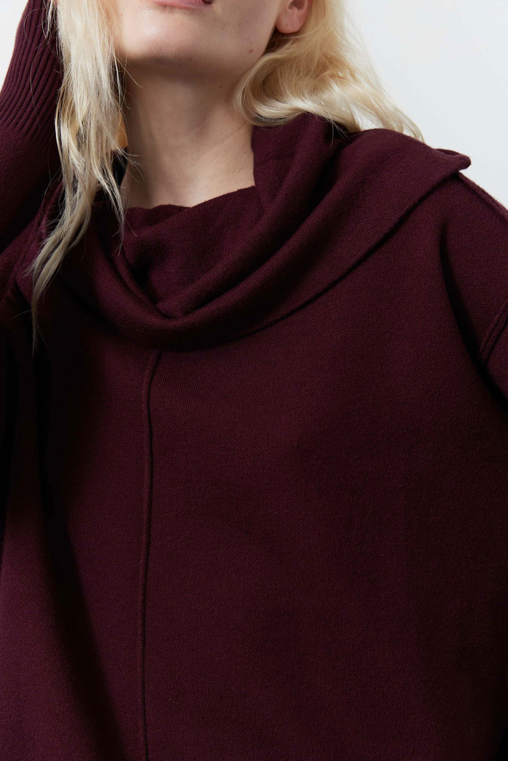 Relaxed Crewneck Knit Lounge Set in Burgundy