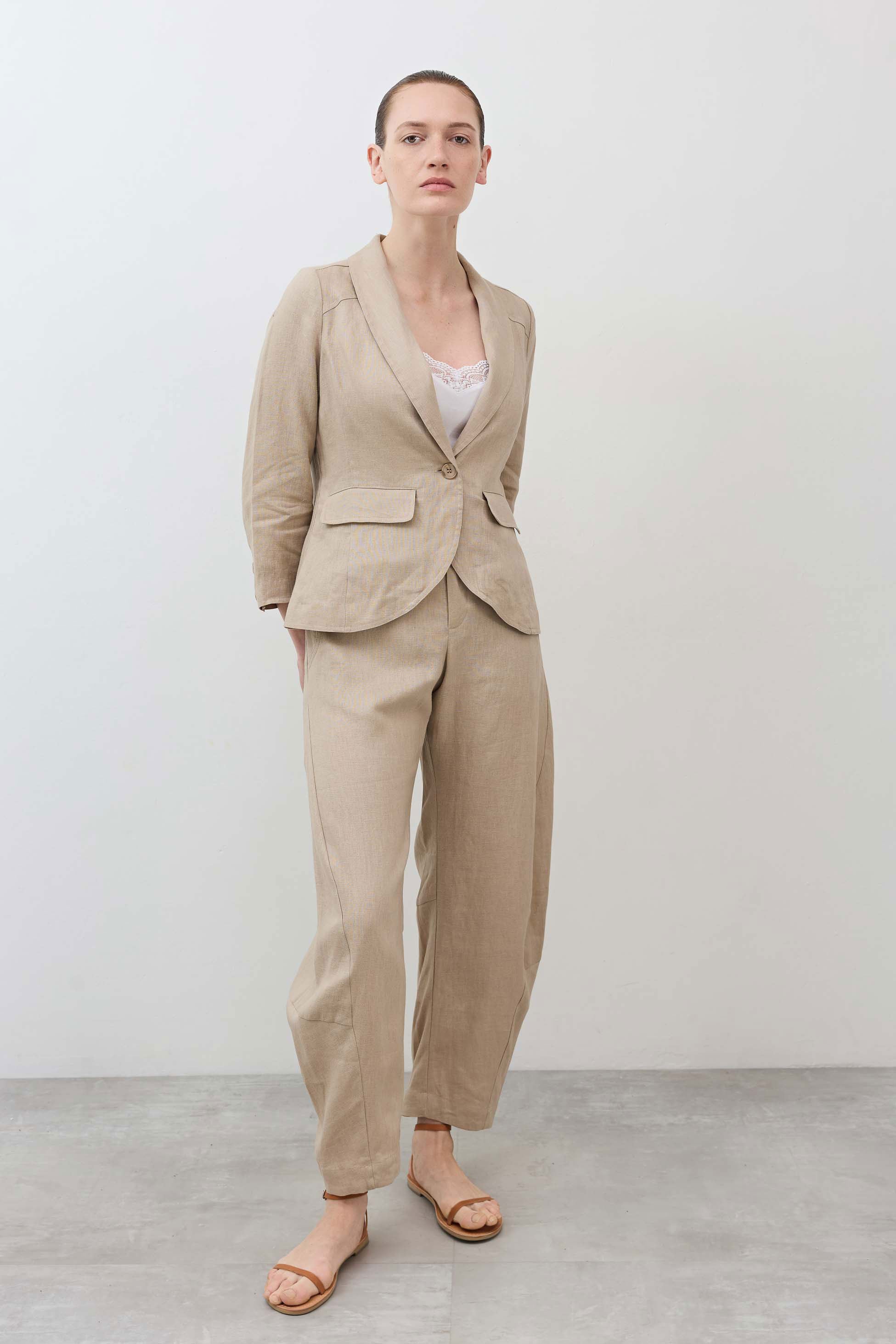 The Cropped Tulip Hem Blazer in Shore