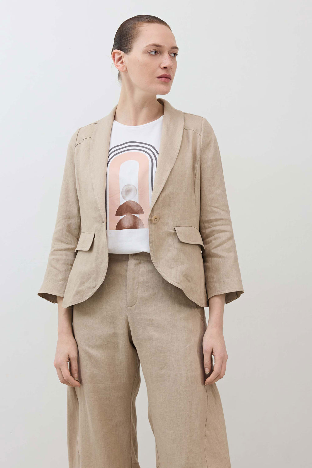 The Cropped Tulip Hem Blazer in Shore