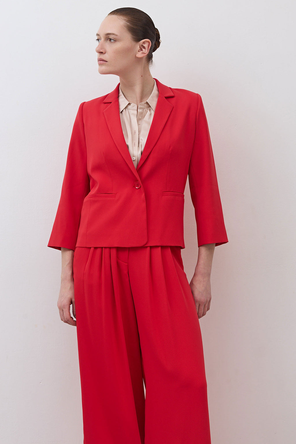 Shrunken Tailored Blazer in Tomato