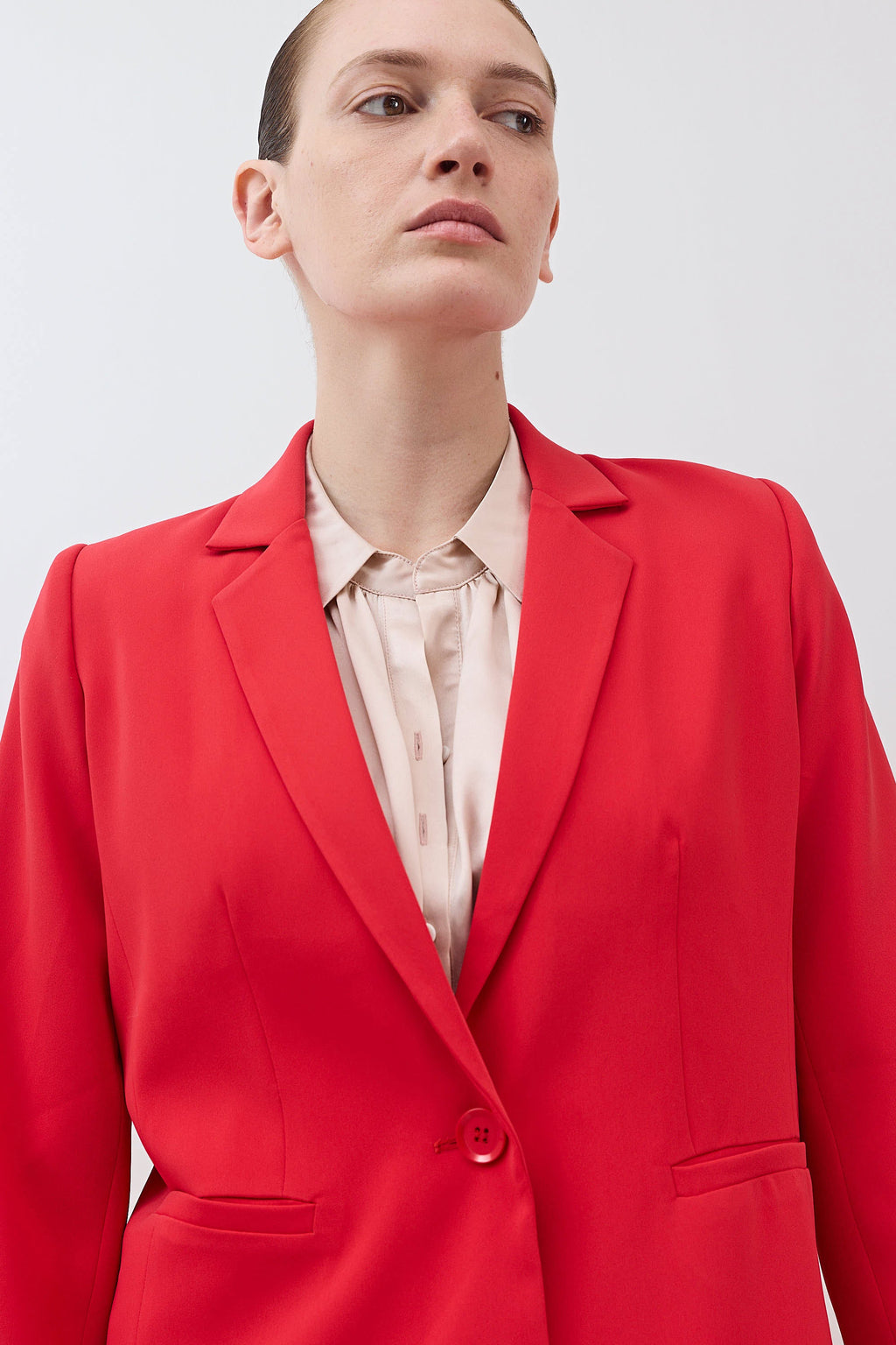 Shrunken Tailored Blazer in Tomato