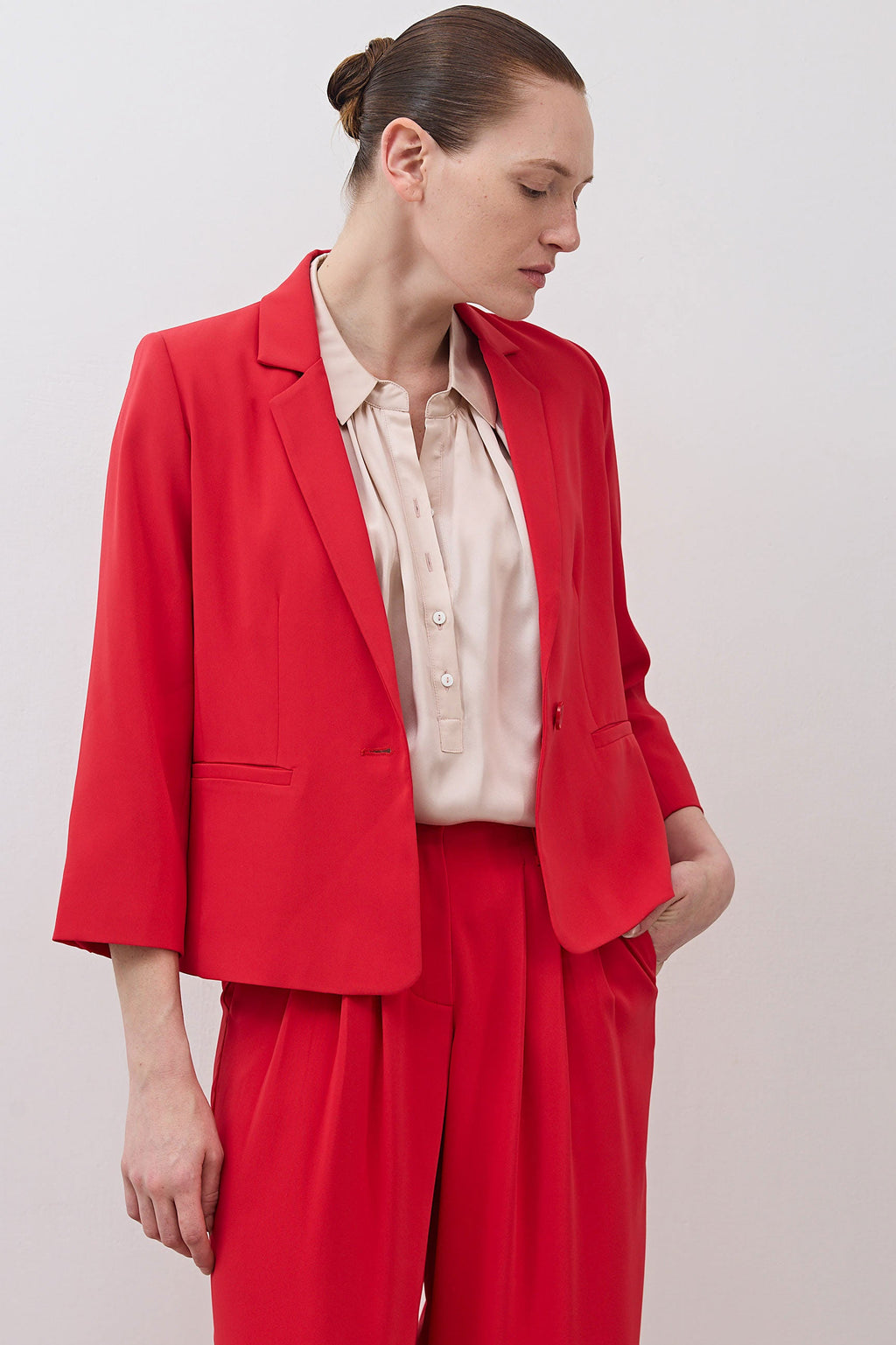 Shrunken Tailored Blazer in Tomato