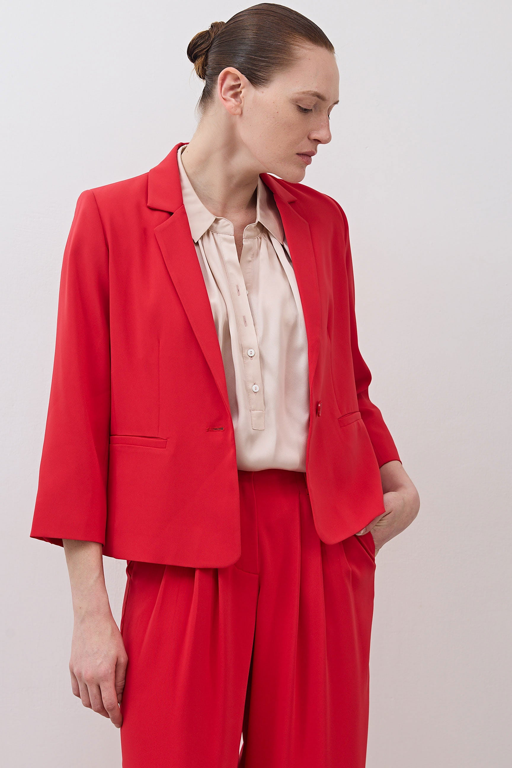Shrunken Tailored Blazer in Tomato