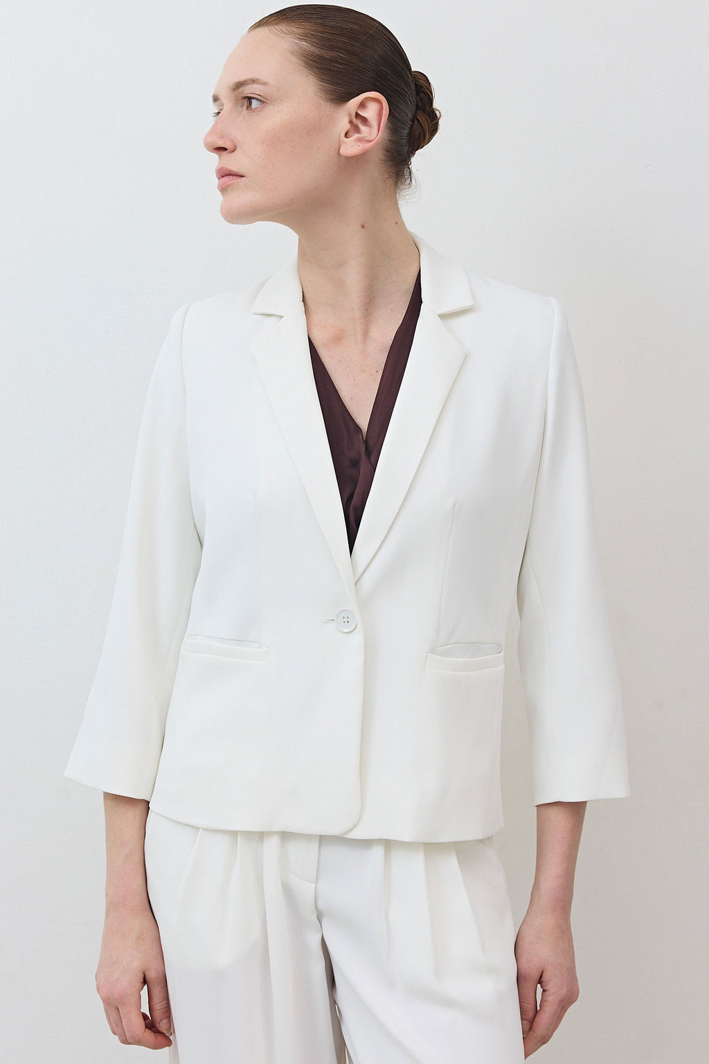 Shrunken Tailored Blazer in White