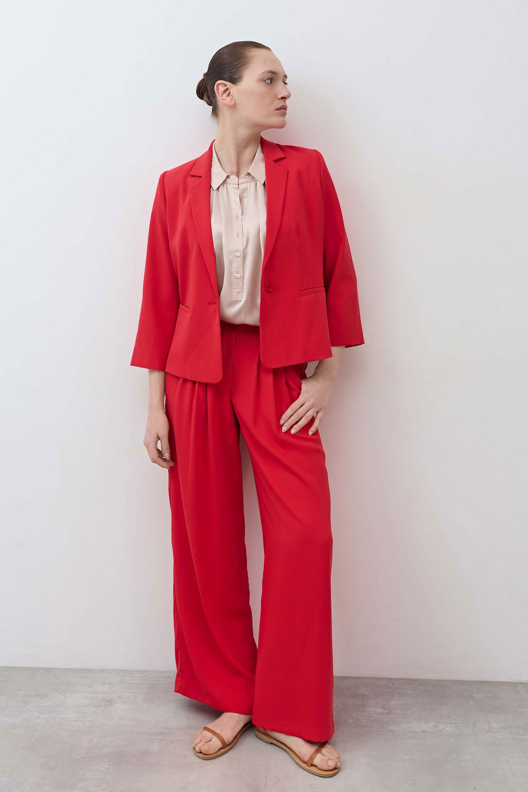 Shrunken Tailored Blazer in Tomato