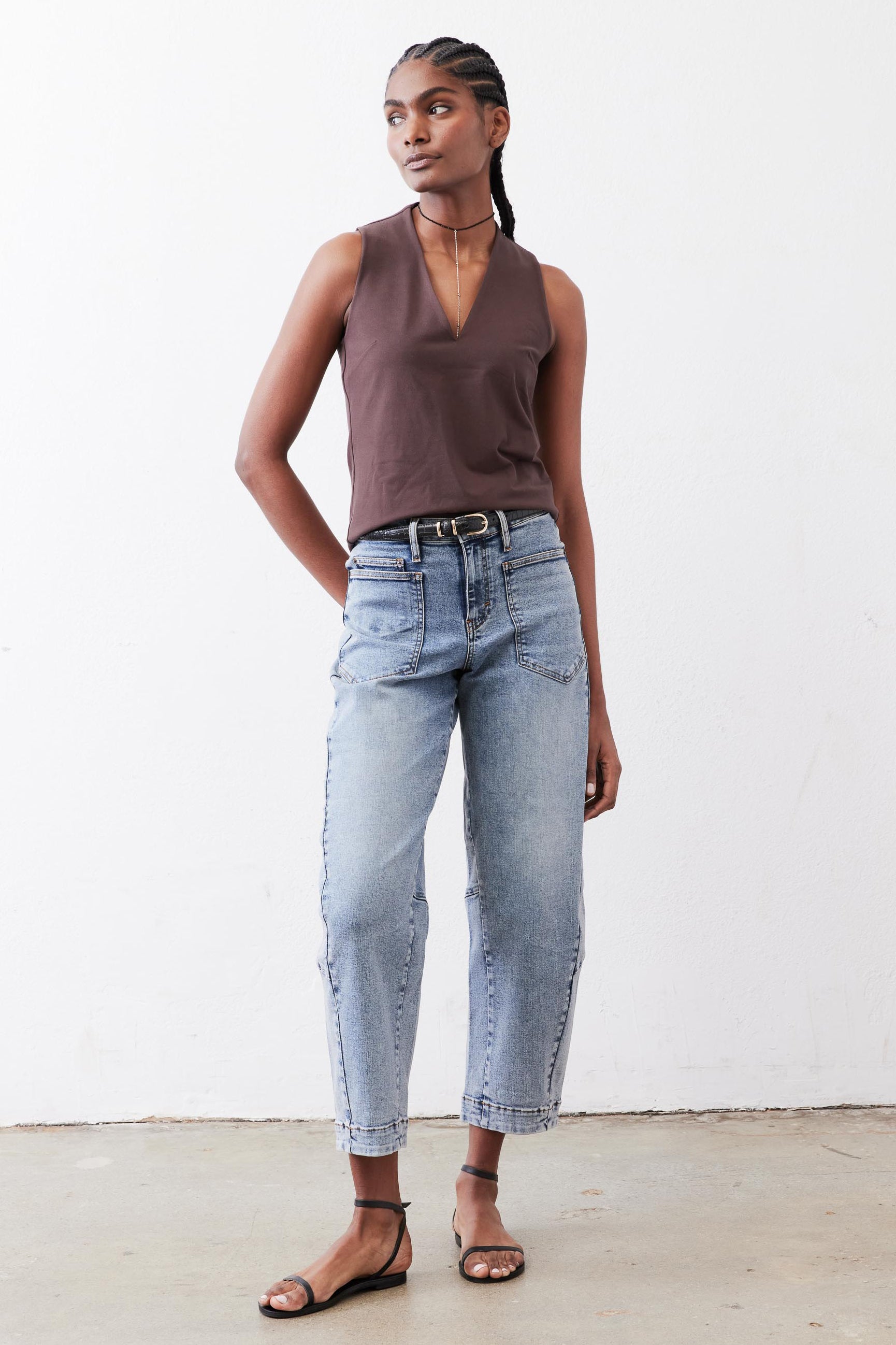 Petite Tapered-Leg Relaxed Denim Jeans