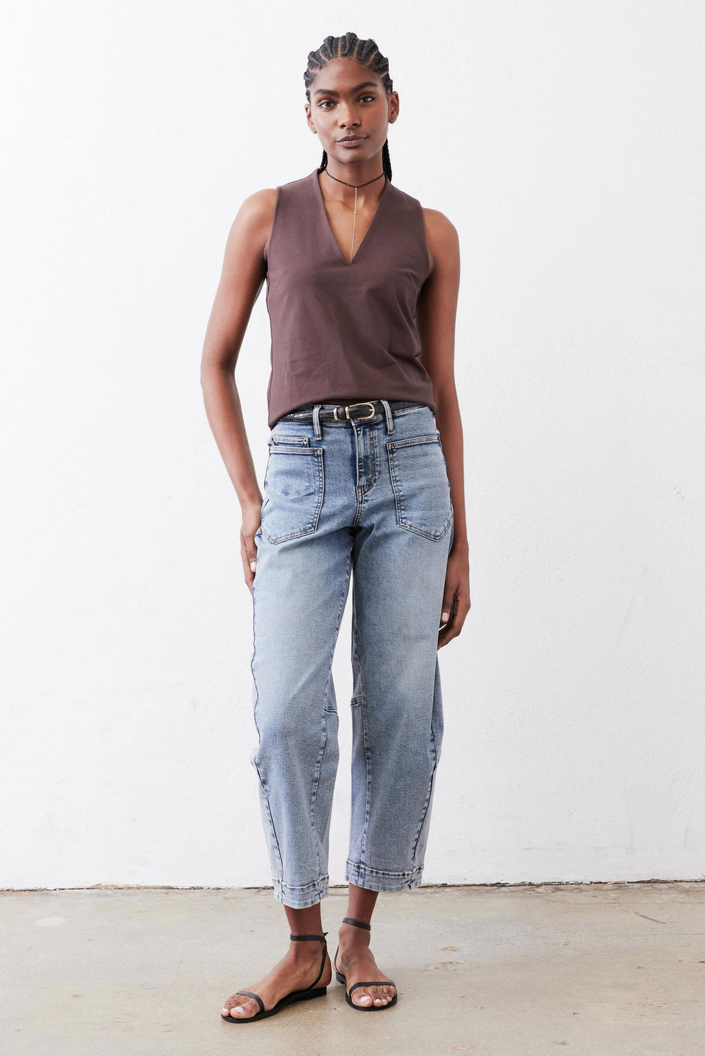 Petite Tapered-Leg Relaxed Denim Jeans