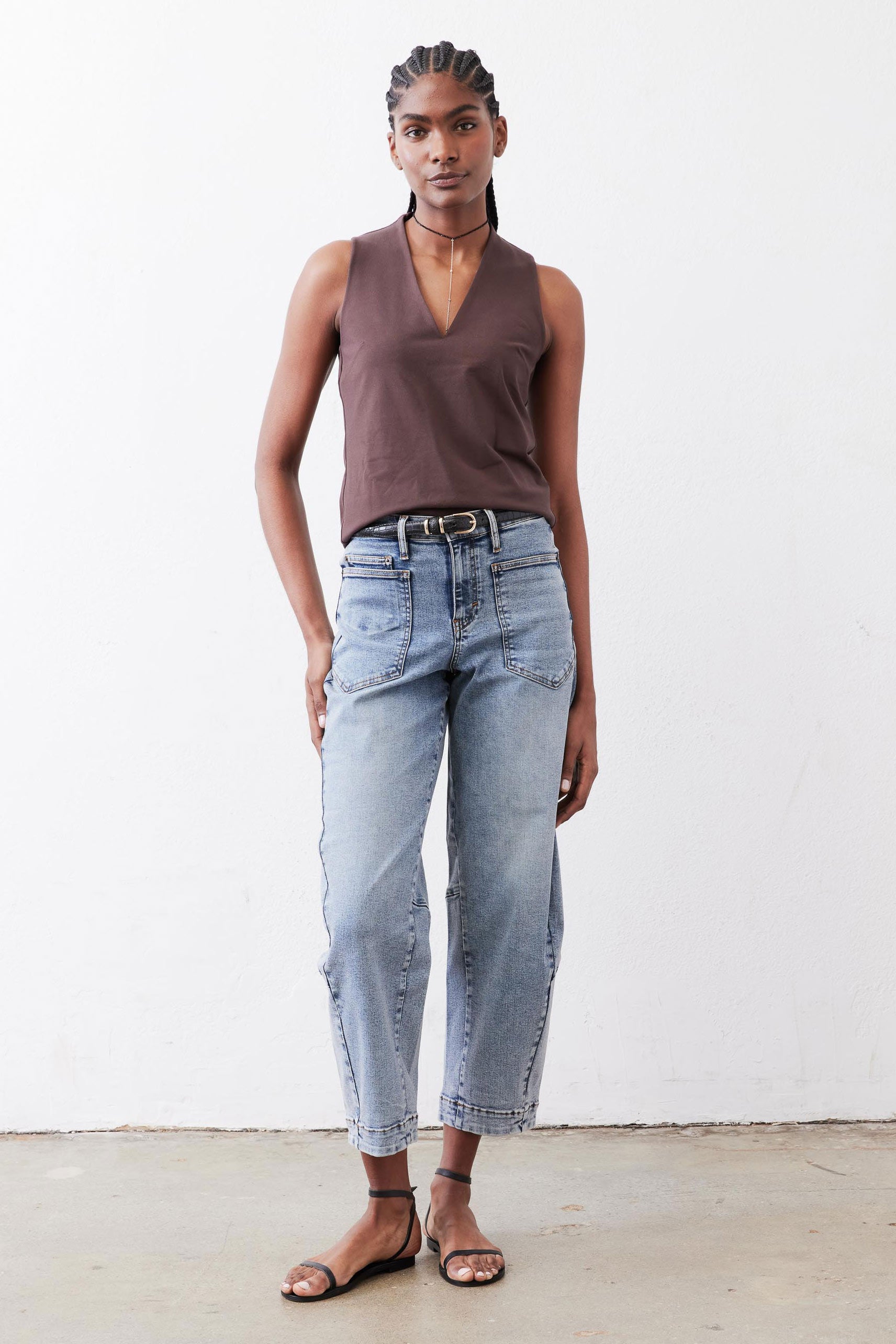 Petite Tapered-Leg Relaxed Denim Jeans