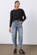 Petite Tapered-Leg Relaxed Denim Jeans