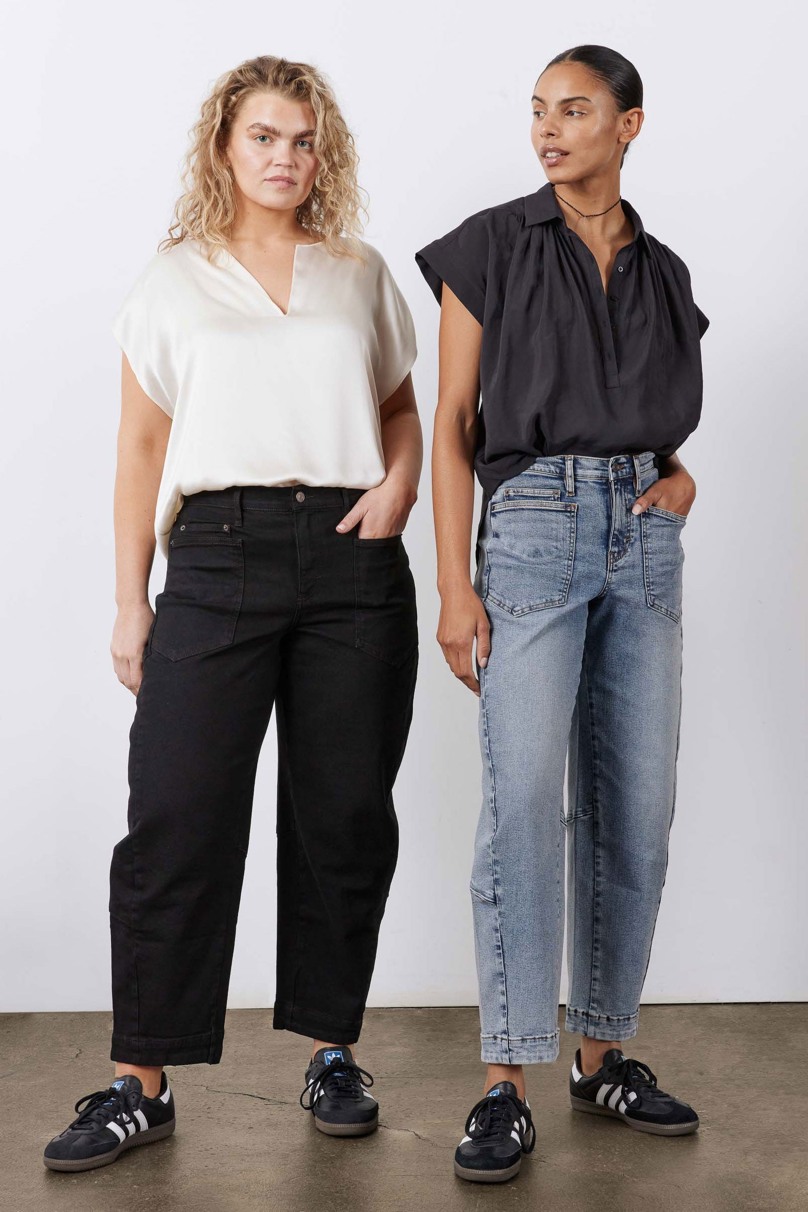 Petite Tapered-Leg Relaxed Denim Jeans