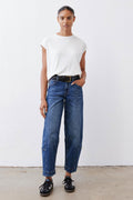 Wide-Leg Barrel Denim Jeans in Indigo