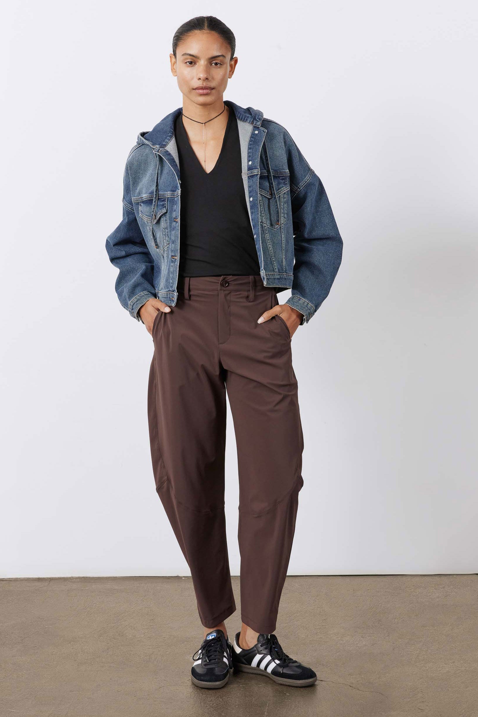 Cropped Oversized Denim Jacket in Night Blue