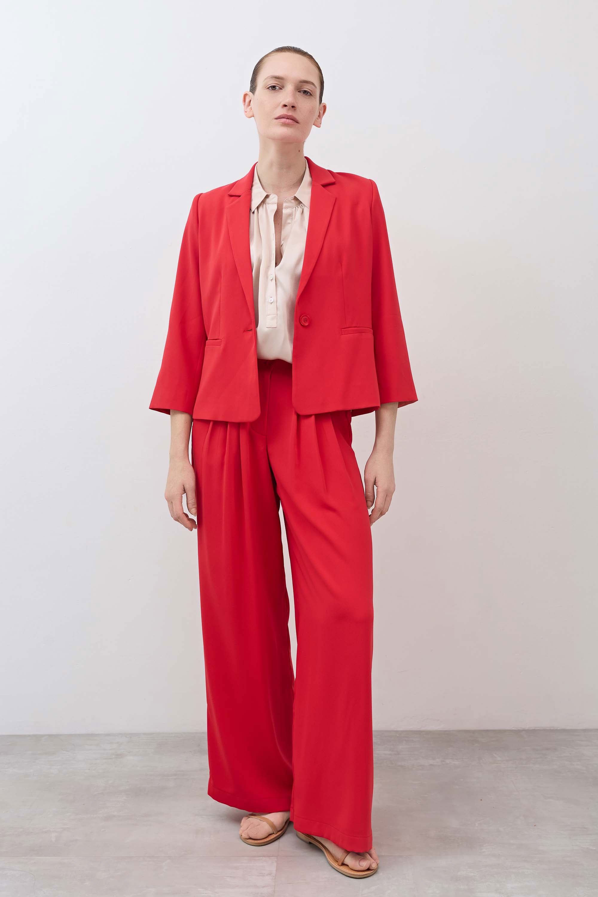 Shrunken Tailored Blazer in Tomato